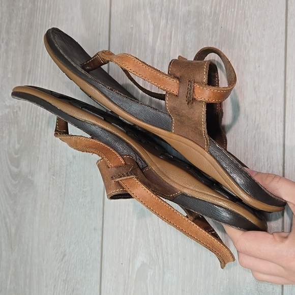 Chaco Women Bronze Thong Leather Sandals Flats shoes sz 7 - Picture 9 of 13